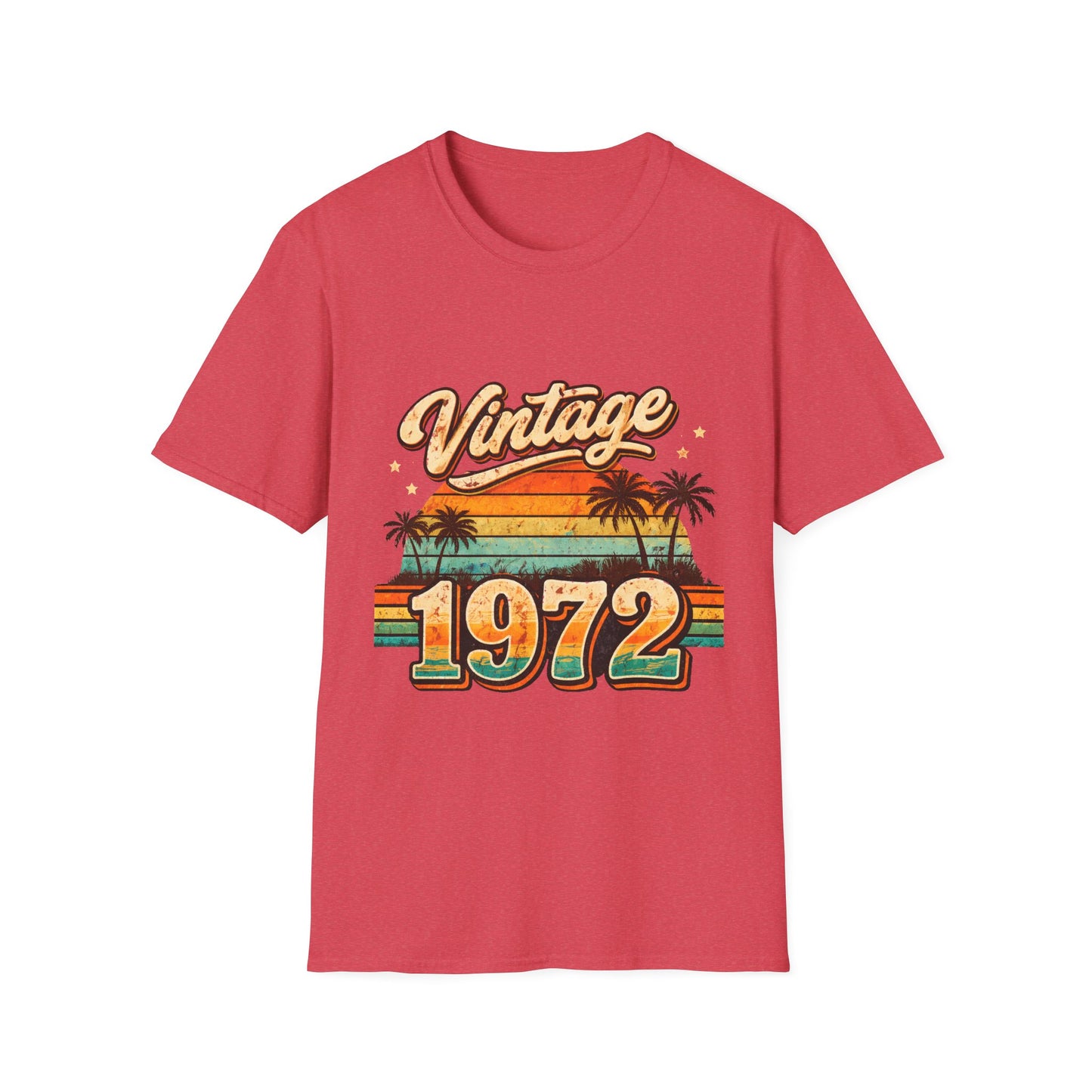 Vintage 1972 T-Shirt — Retro Palm Sunset Birthday Tee