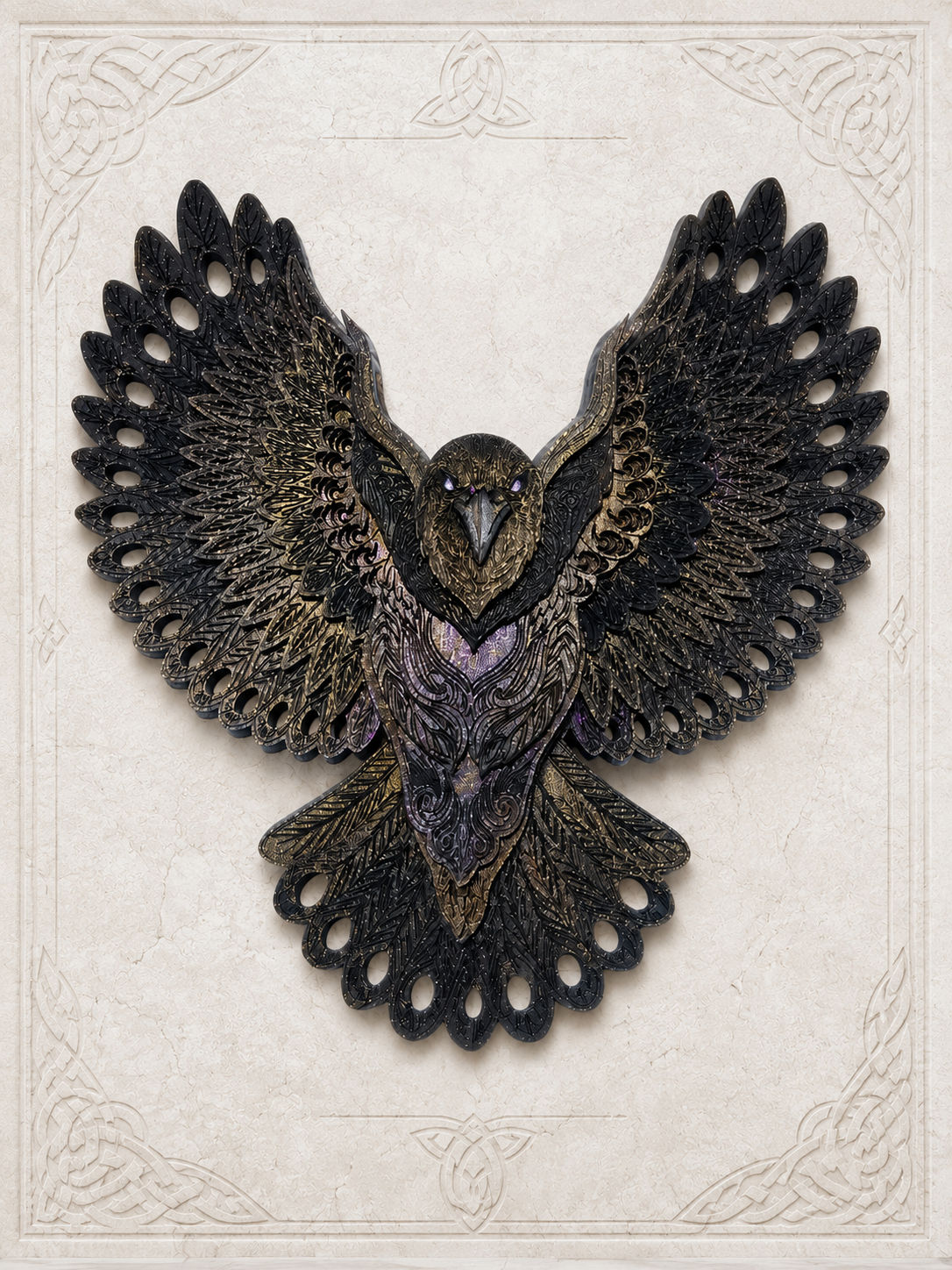 Tribal Raven Wall Art | Handmade Layered Wood Decor | Original Design by WitchSoul