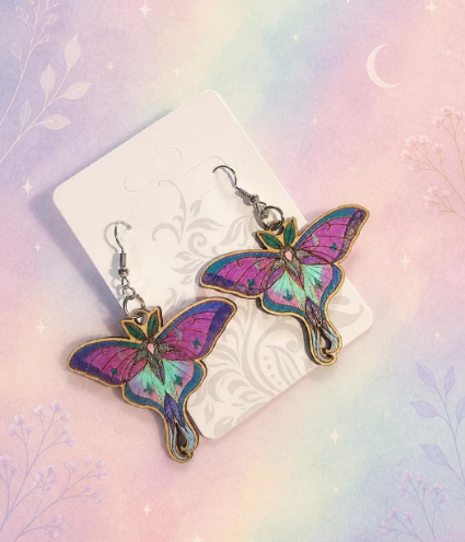 Fantasy Galaxy Luna Moth Earrings