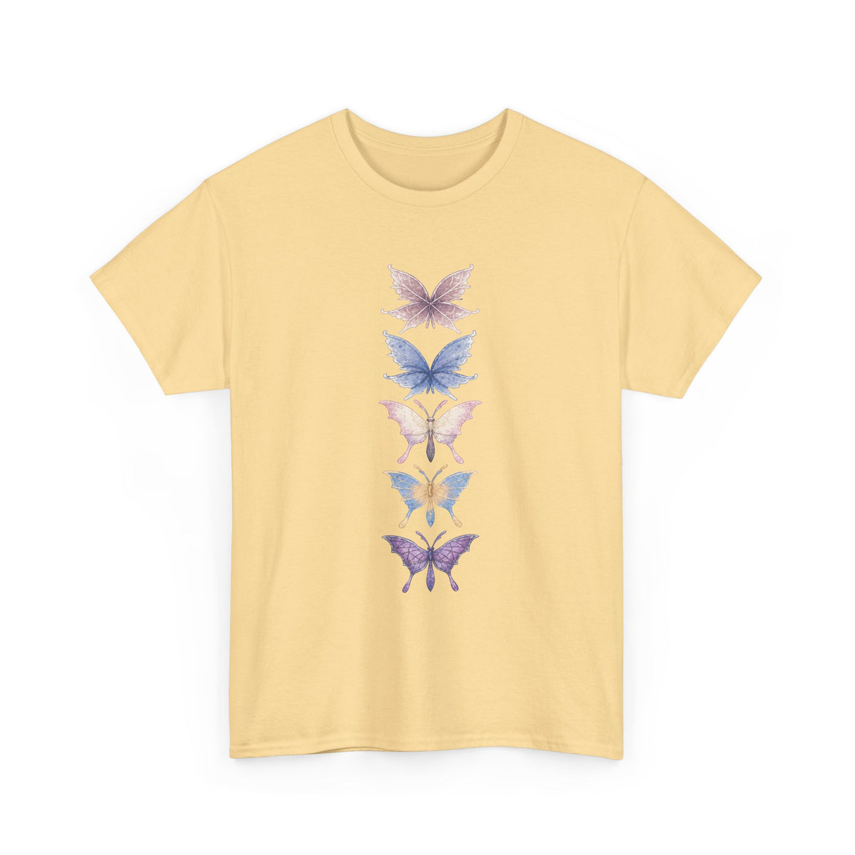 Palia Inspired Elderwood Piksii and Batterflies - Butterfly Stack T-Shirt | Vertical Floral Insect Design