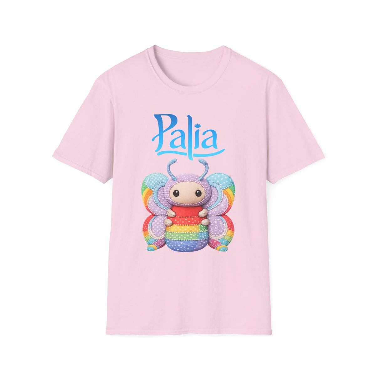 Palia Inspired Rainbow Tipped Butterfly Plush T-Shirt — Colorful RTB Palia Graphic Tee
