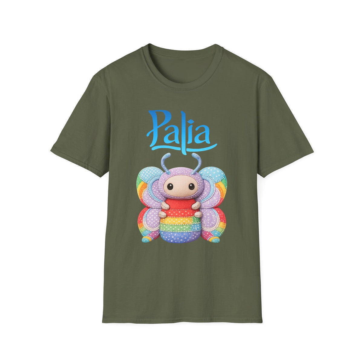 Palia Inspired Rainbow Tipped Butterfly Plush T-Shirt — Colorful RTB Palia Graphic Tee