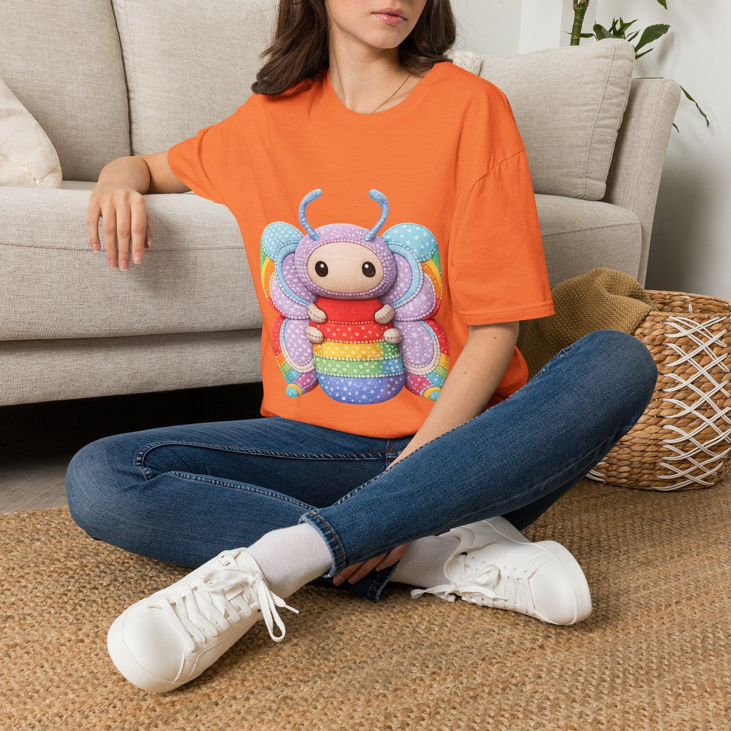 Palia Inspired Rainbow Tipped Butterfly Plush T-Shirt — Colorful RTB Palia Graphic Tee