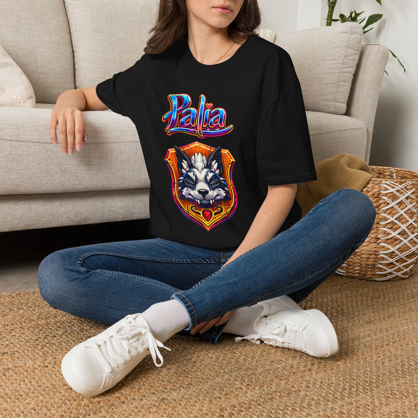 Palia Inspired Bluebristle Mujiin Trophy PopColor Style Graphic Tshirt