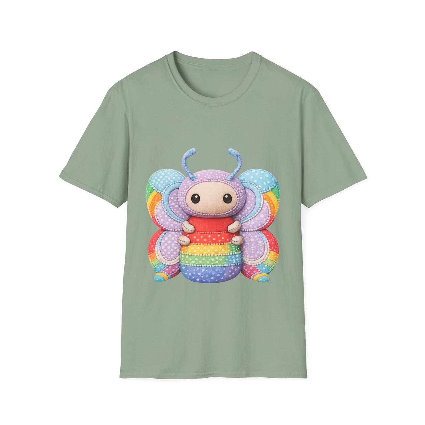 Palia Inspired Rainbow Tipped Butterfly Plush T-Shirt — Colorful RTB Palia Graphic Tee