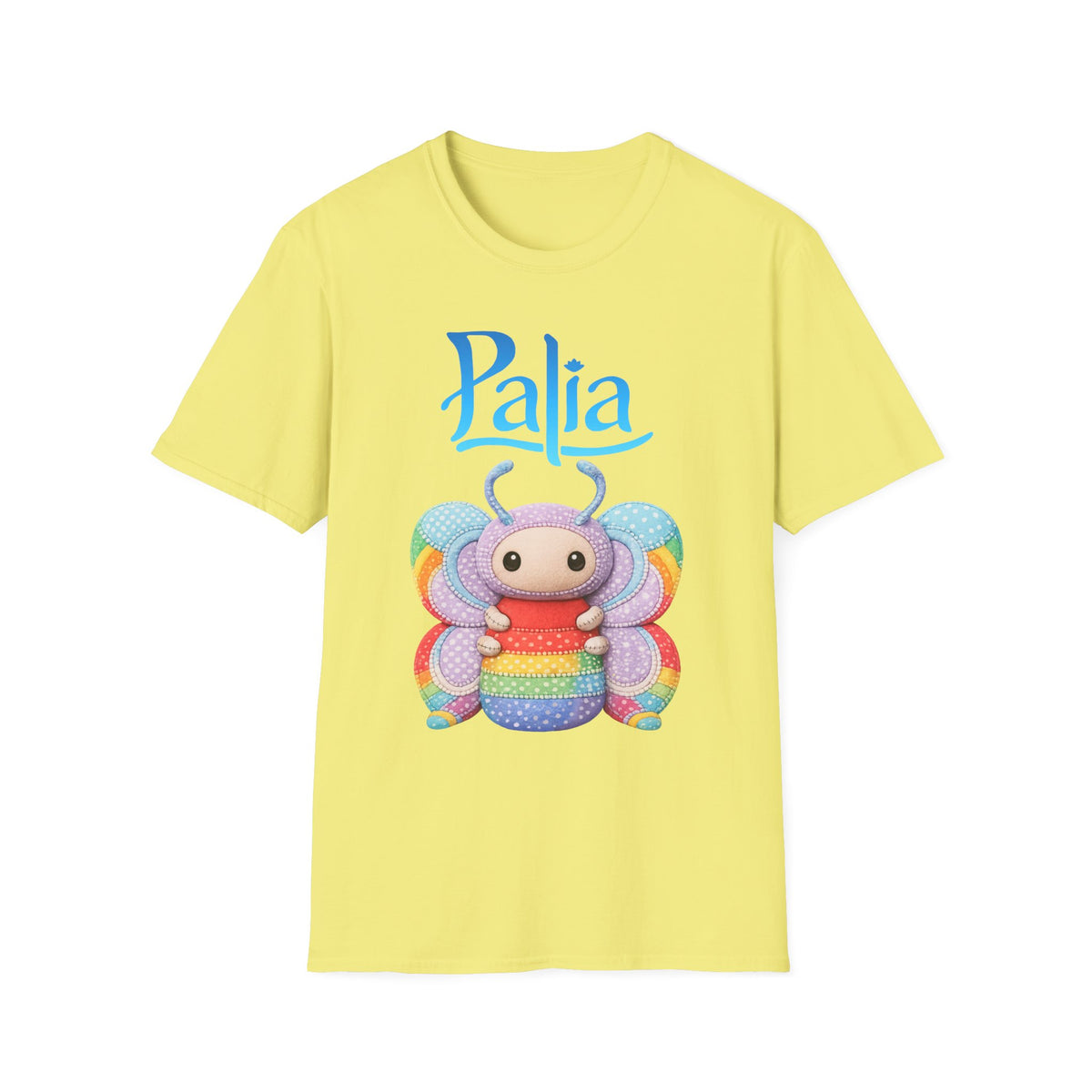 Palia Inspired Rainbow Tipped Butterfly Plush T-Shirt — Colorful RTB Palia Graphic Tee