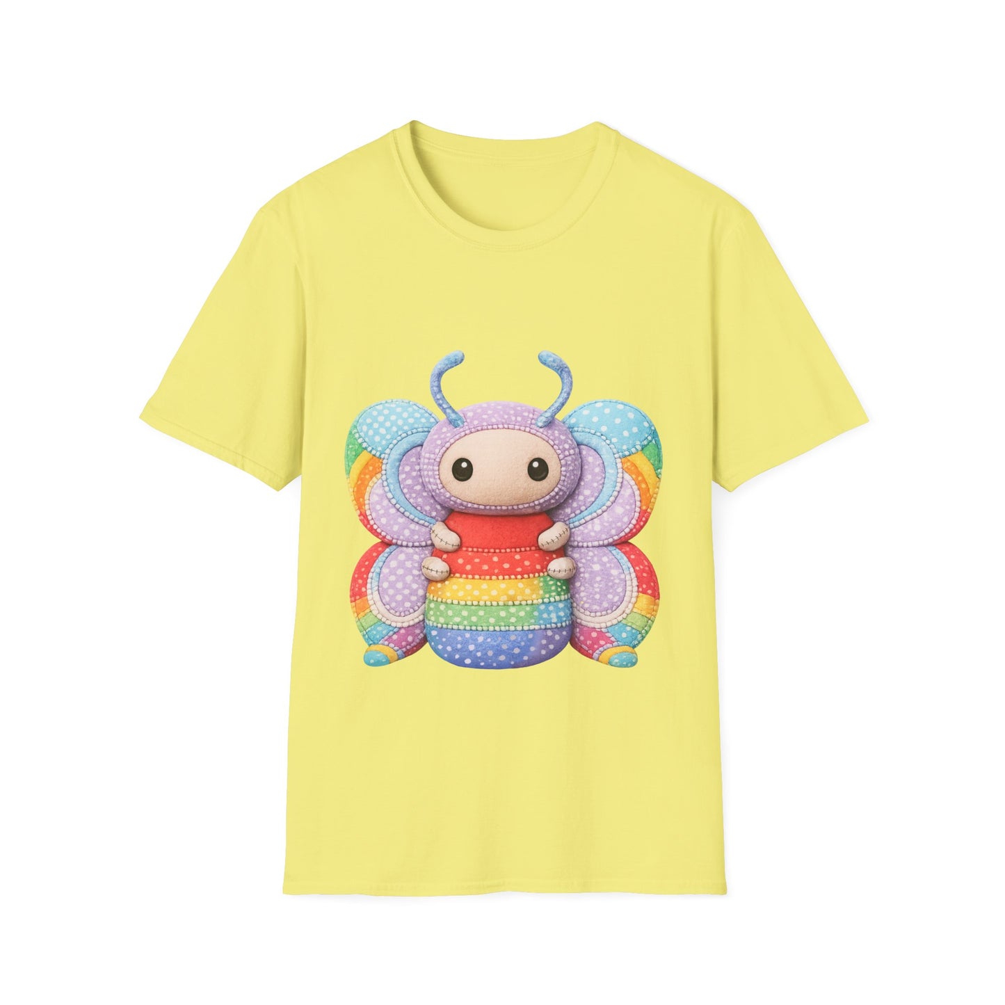 Palia Inspired Rainbow Tipped Butterfly Plush T-Shirt — Colorful RTB Palia Graphic Tee