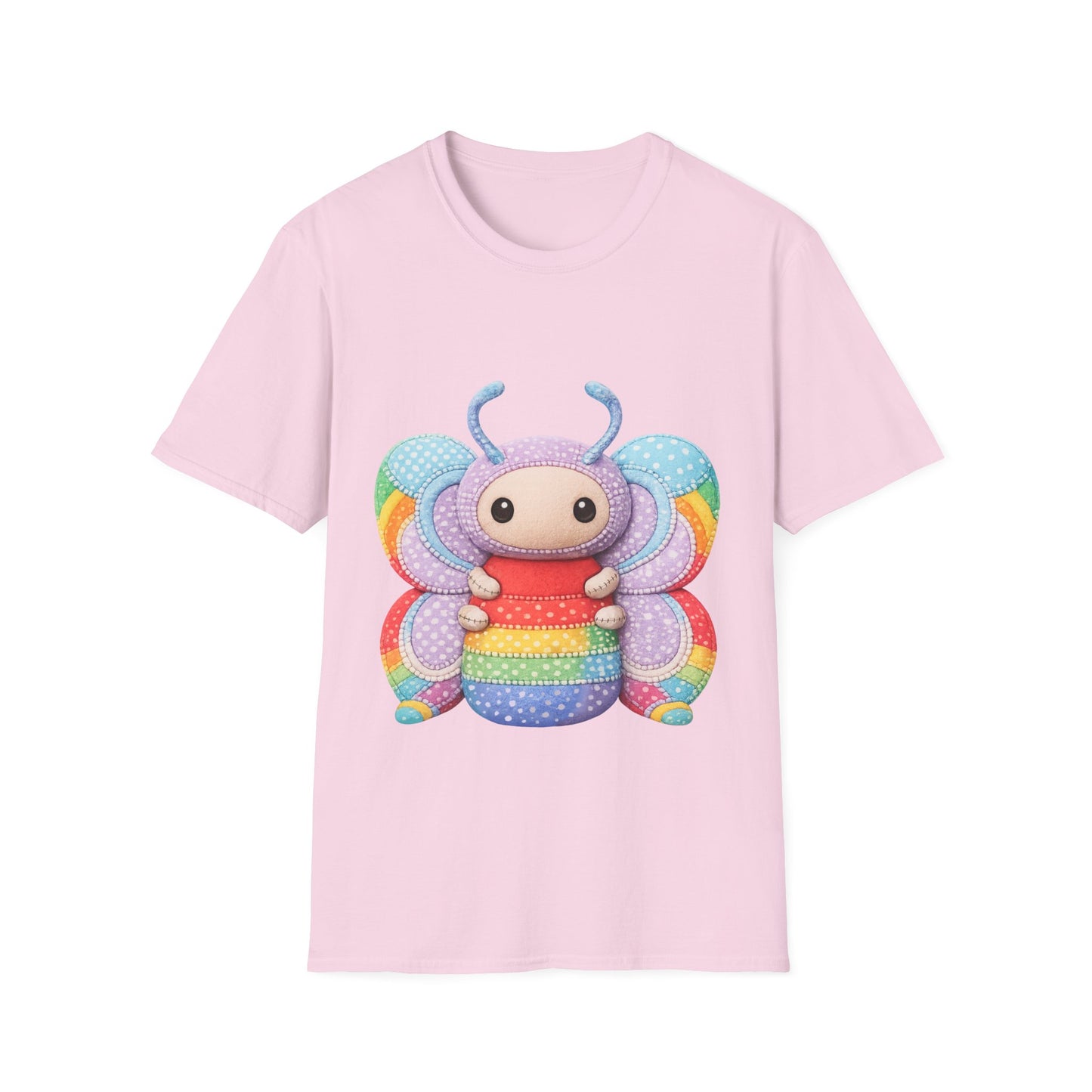 Palia Inspired Rainbow Tipped Butterfly Plush T-Shirt — Colorful RTB Palia Graphic Tee