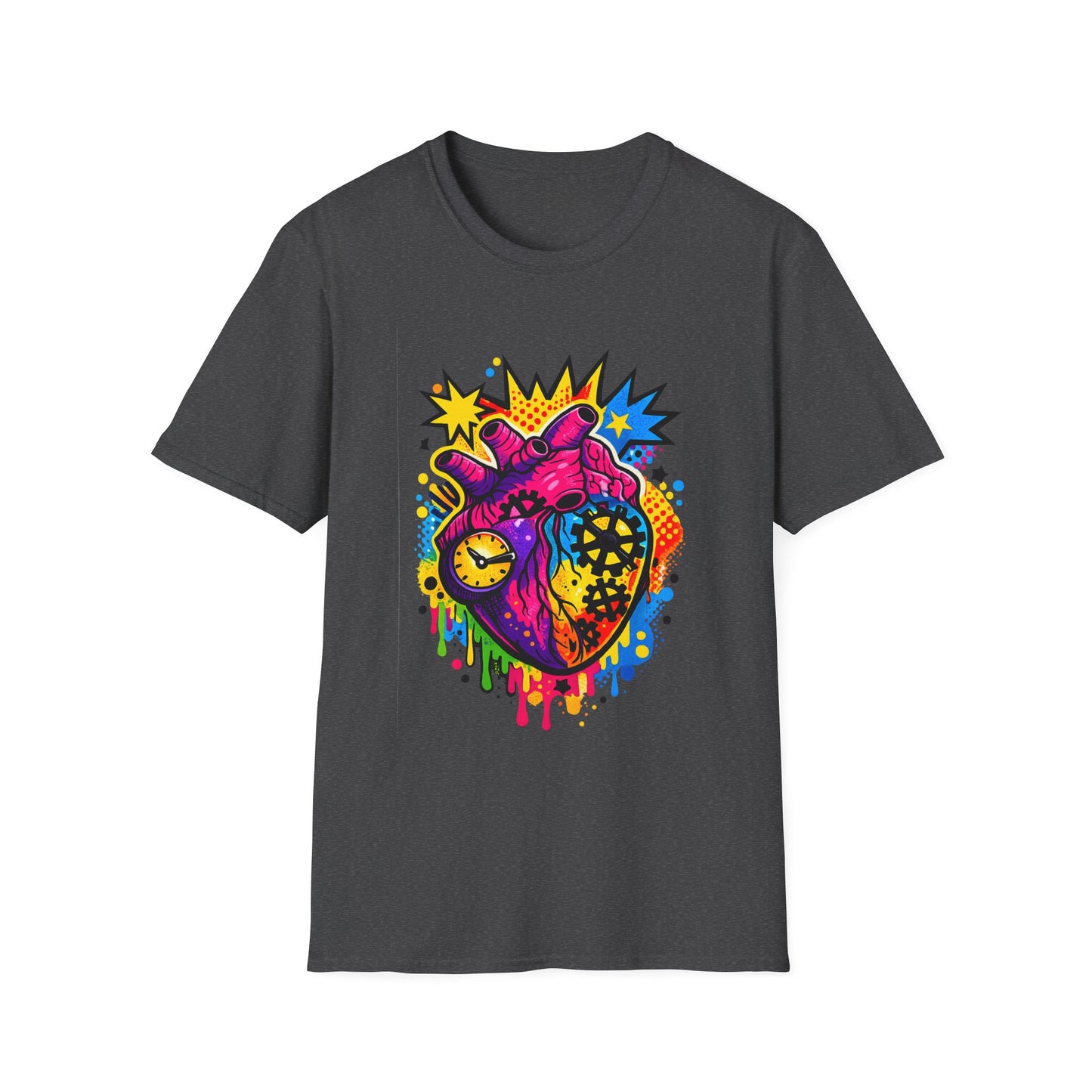 Heart Pop Art Witchsoul Original T-Shirt — Colorful Anatomic Mechanical Heart Graphic Tee