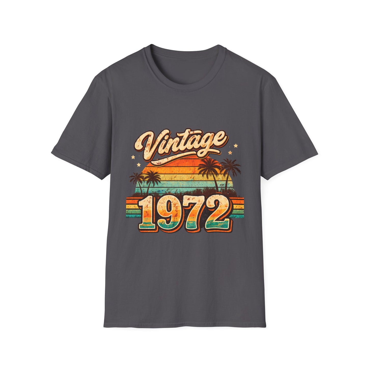 Vintage 1972 T-Shirt — Retro Palm Sunset Birthday Tee
