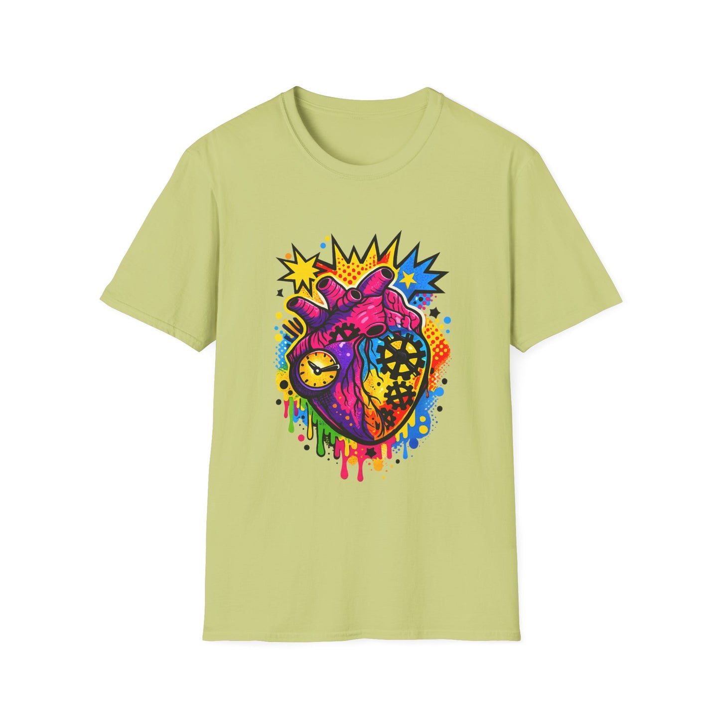 Heart Pop Art Witchsoul Original T-Shirt — Colorful Anatomic Mechanical Heart Graphic Tee