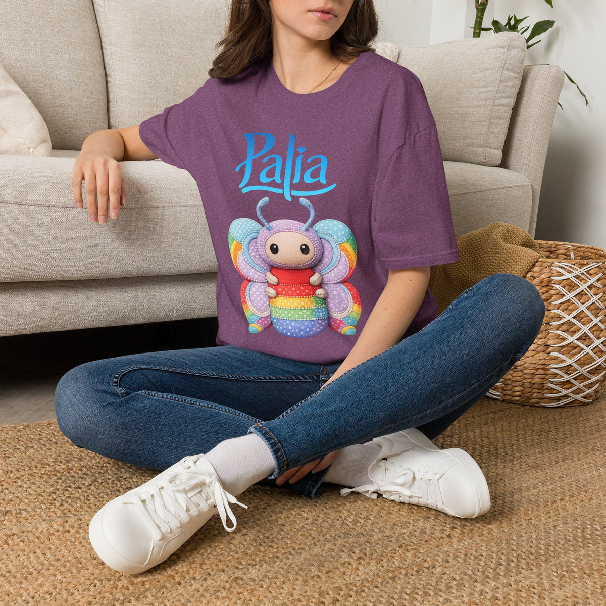 Palia Inspired Rainbow Tipped Butterfly Plush T-Shirt — Colorful RTB Palia Graphic Tee