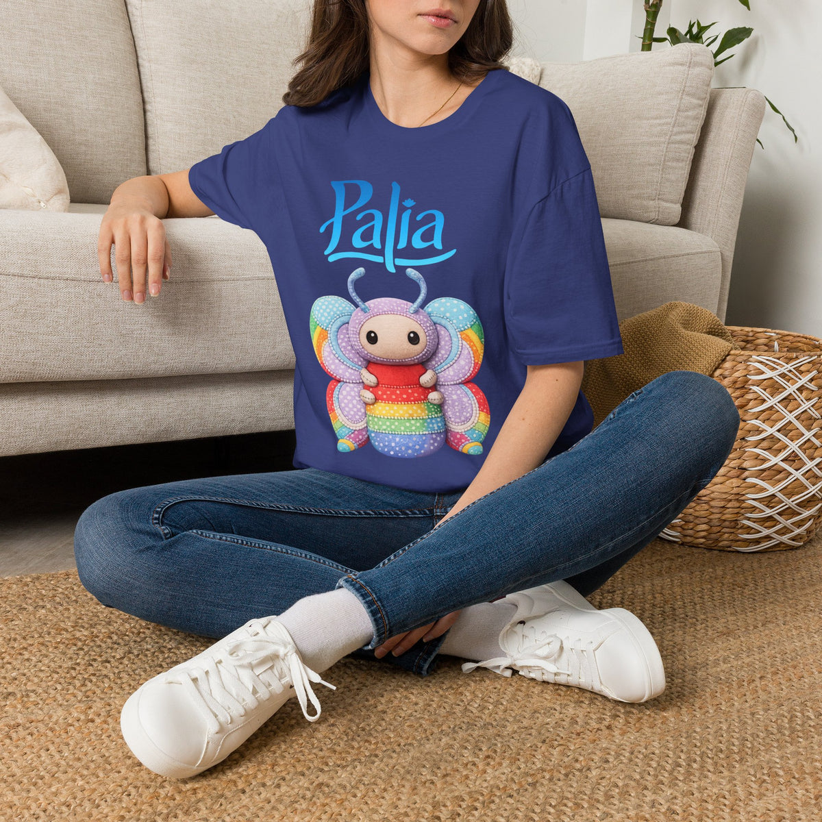 Palia Inspired Rainbow Tipped Butterfly Plush T-Shirt — Colorful RTB Palia Graphic Tee