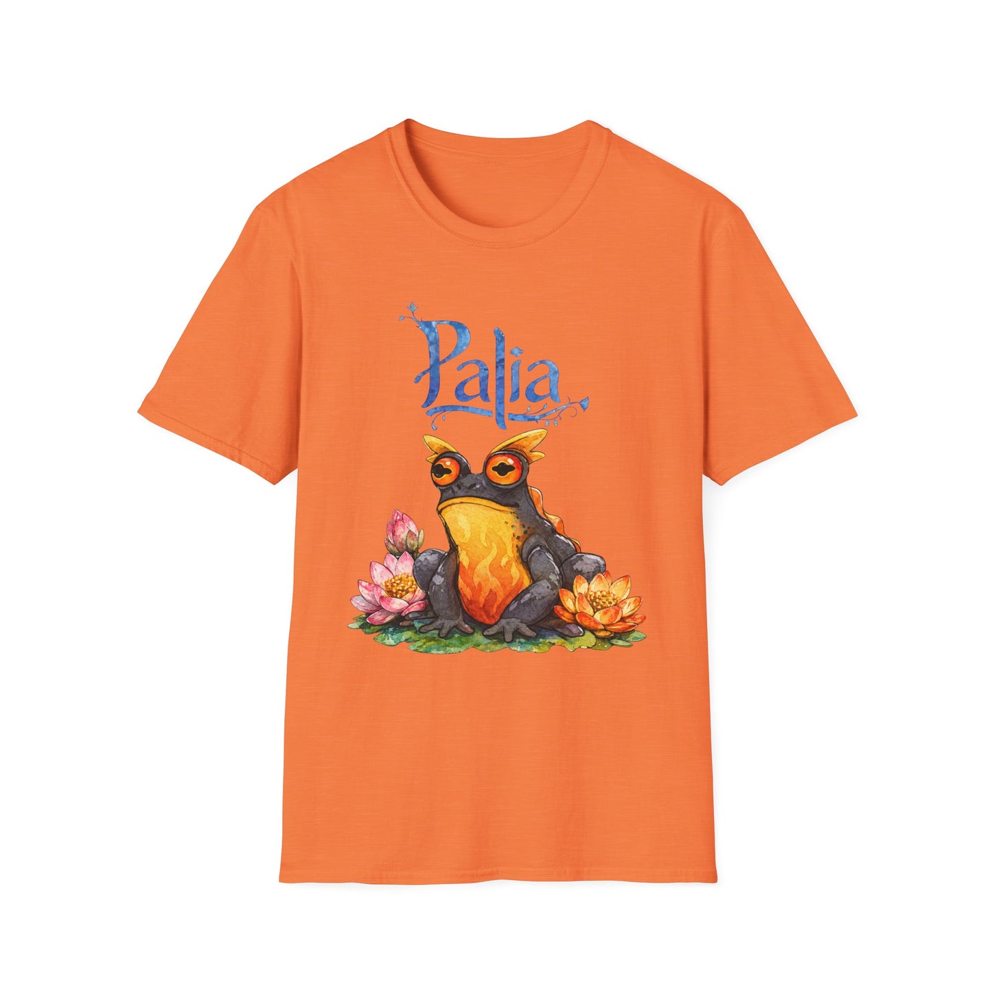Palia Inspired Flame horned Rockhopper Art Shirt with Lotus Flowers, Cute Graphic Tee