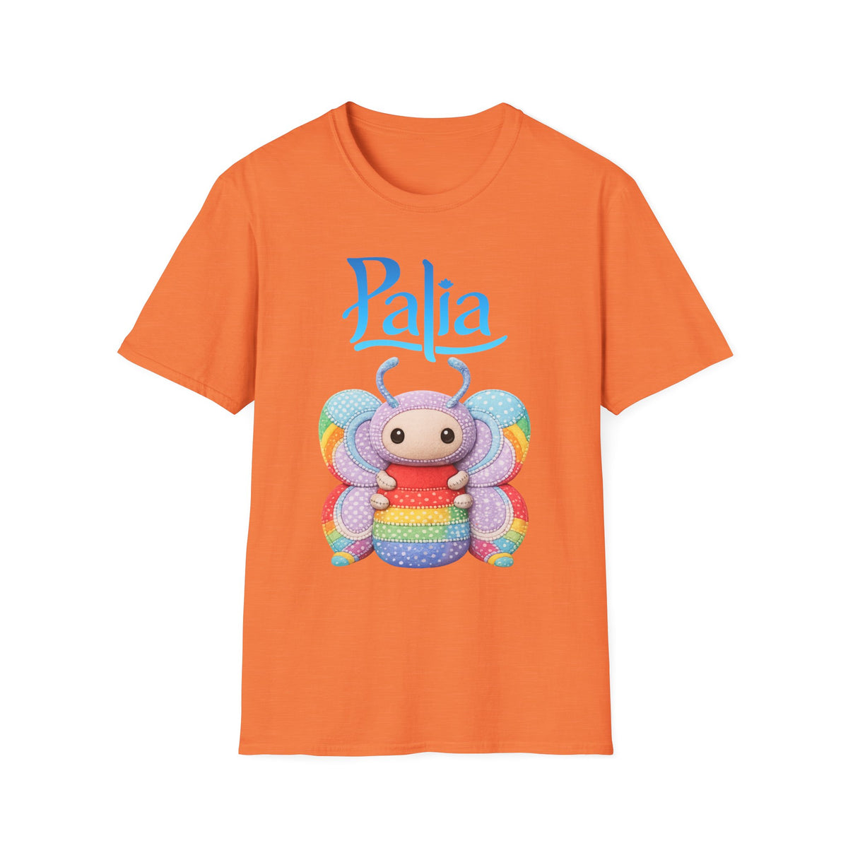 Palia Inspired Rainbow Tipped Butterfly Plush T-Shirt — Colorful RTB Palia Graphic Tee