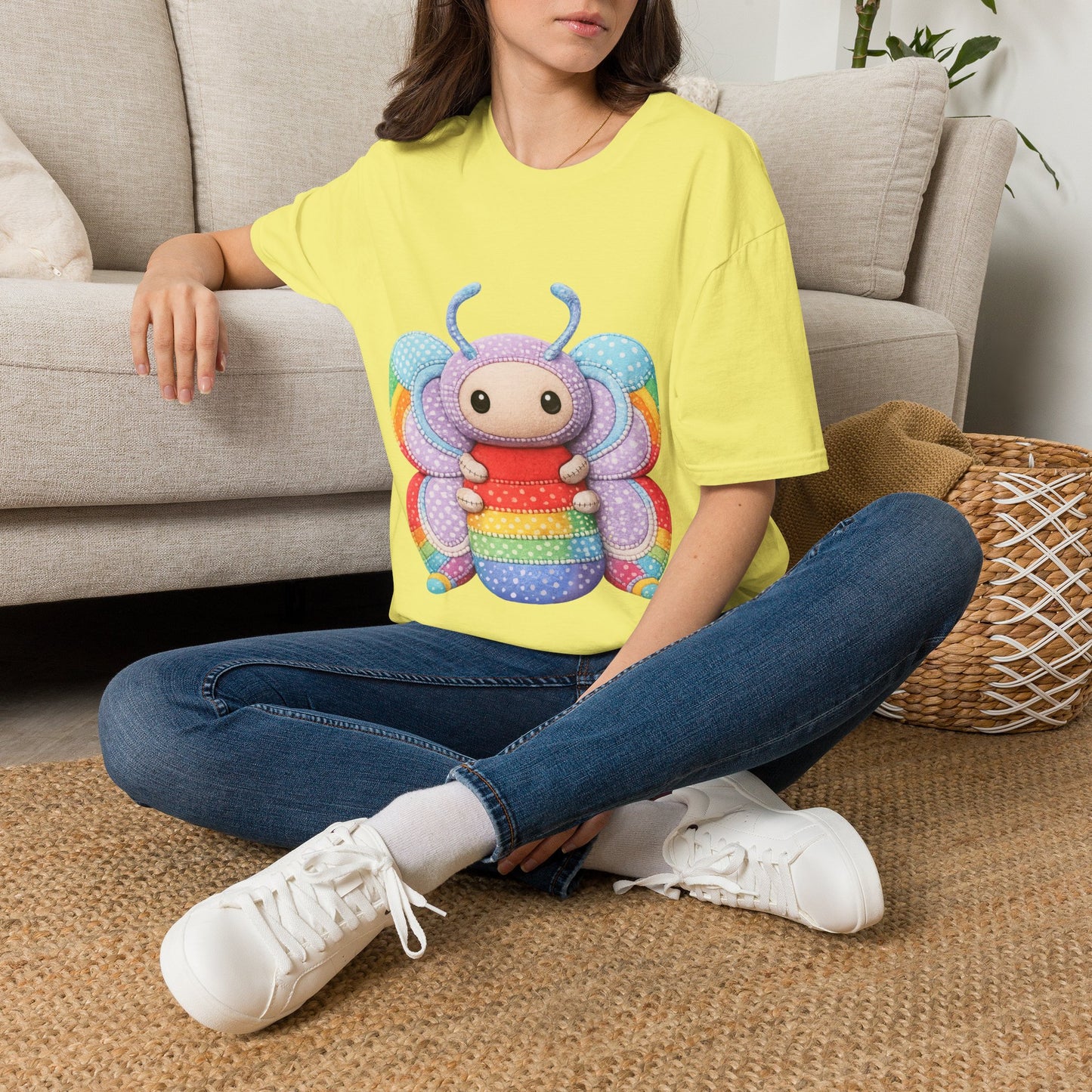 Palia Inspired Rainbow Tipped Butterfly Plush T-Shirt — Colorful RTB Palia Graphic Tee