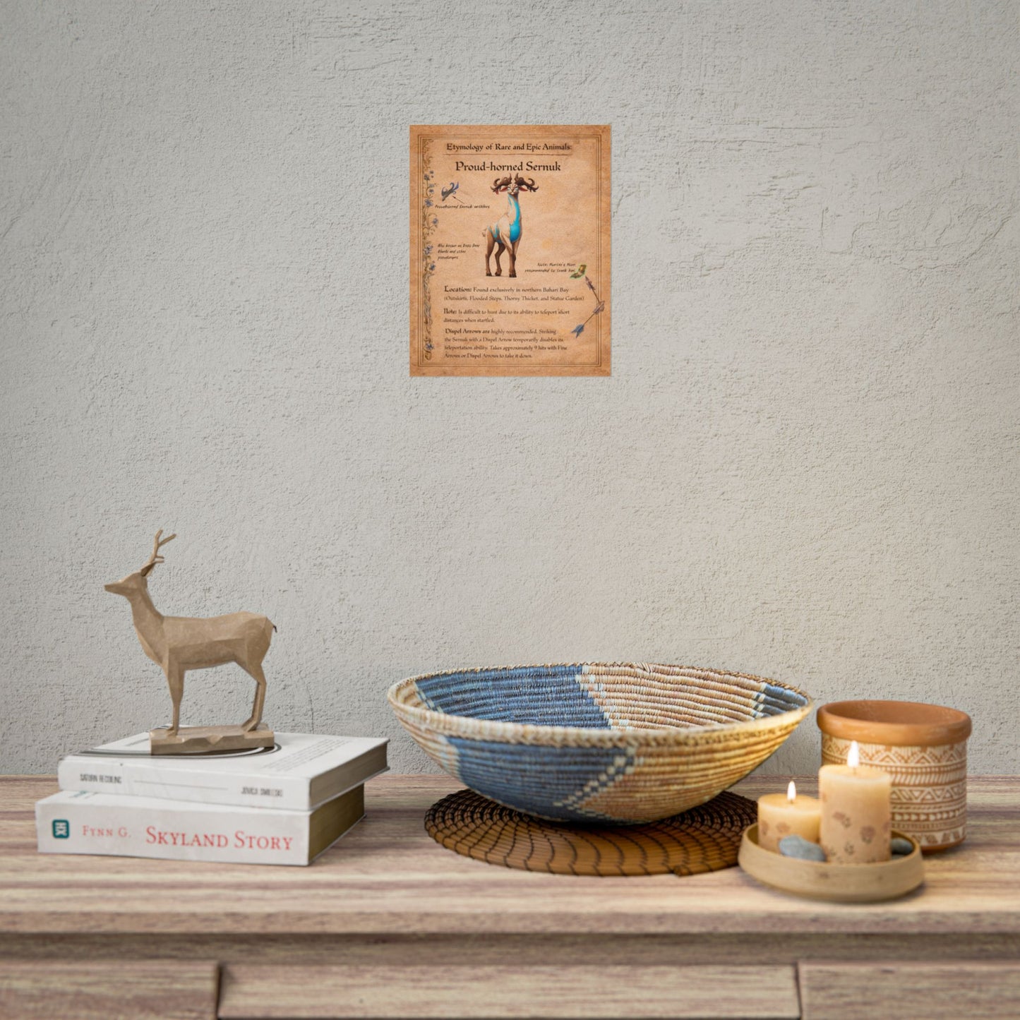 Palia Inspired Proudhorned Sernuk Unframed Rolled Poster | Vintage Disco Deer Illustration Poster