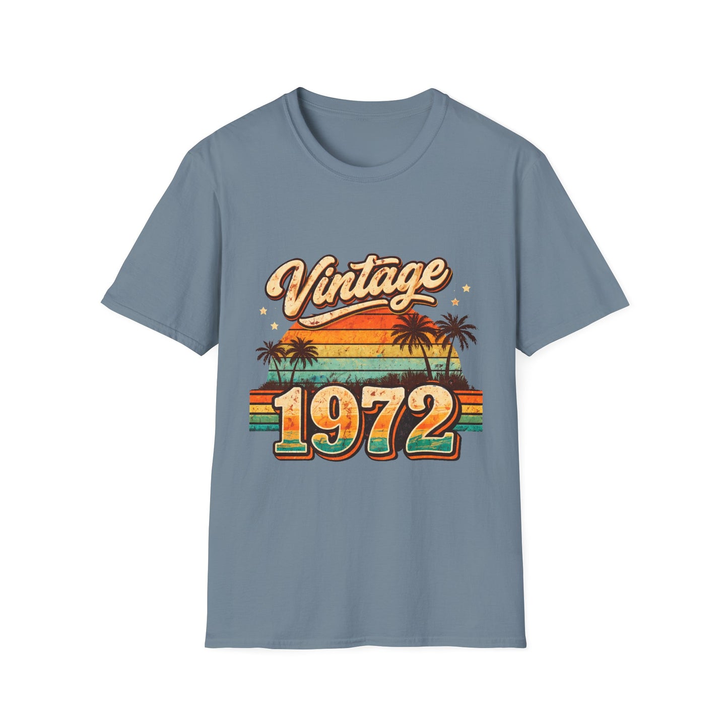 Vintage 1972 T-Shirt — Retro Palm Sunset Birthday Tee