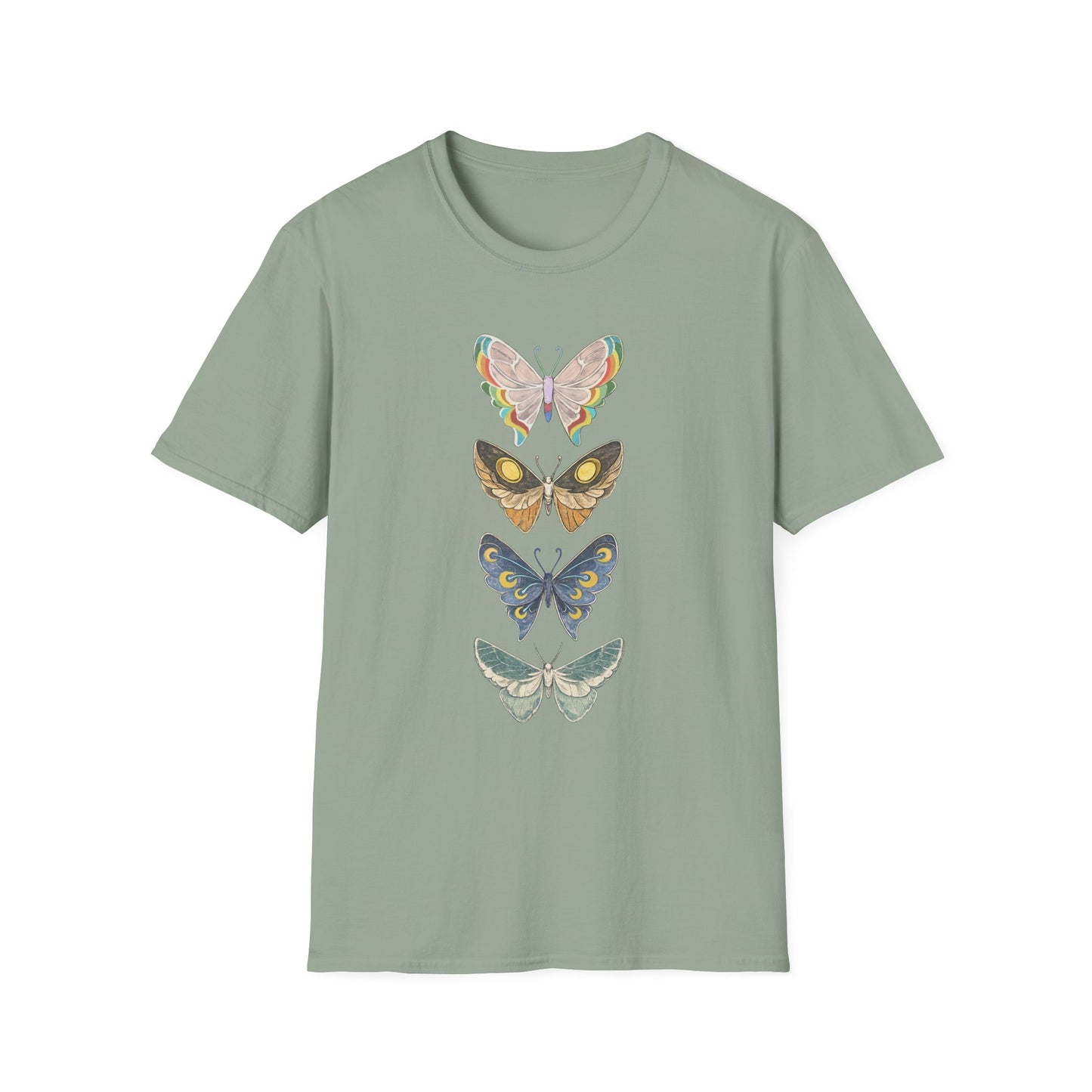 Palia Inspired Bahari & Kilima Butterfly Stack T-Shirt — Vintage Botanical Insect Graphic Tee