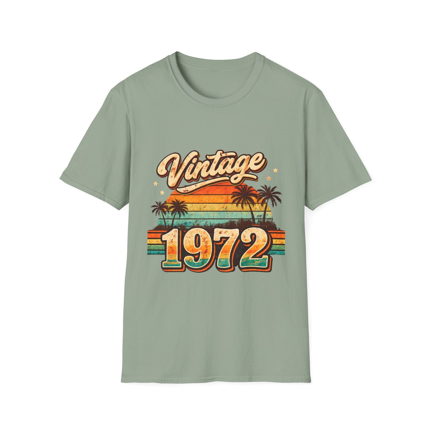 Vintage 1972 T-Shirt — Retro Palm Sunset Birthday Tee