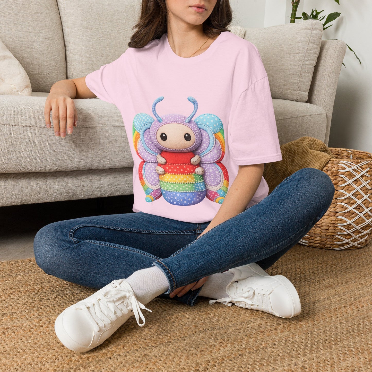 Palia Inspired Rainbow Tipped Butterfly Plush T-Shirt — Colorful RTB Palia Graphic Tee