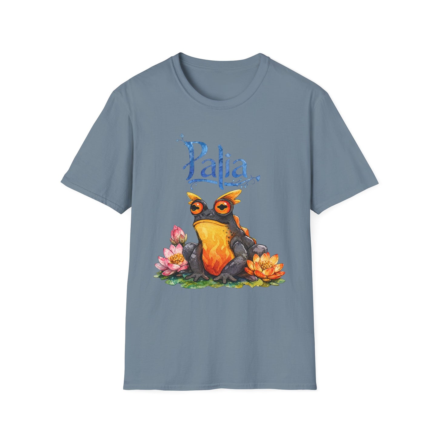 Palia Inspired Flame horned Rockhopper Art Shirt with Lotus Flowers, Cute Graphic Tee