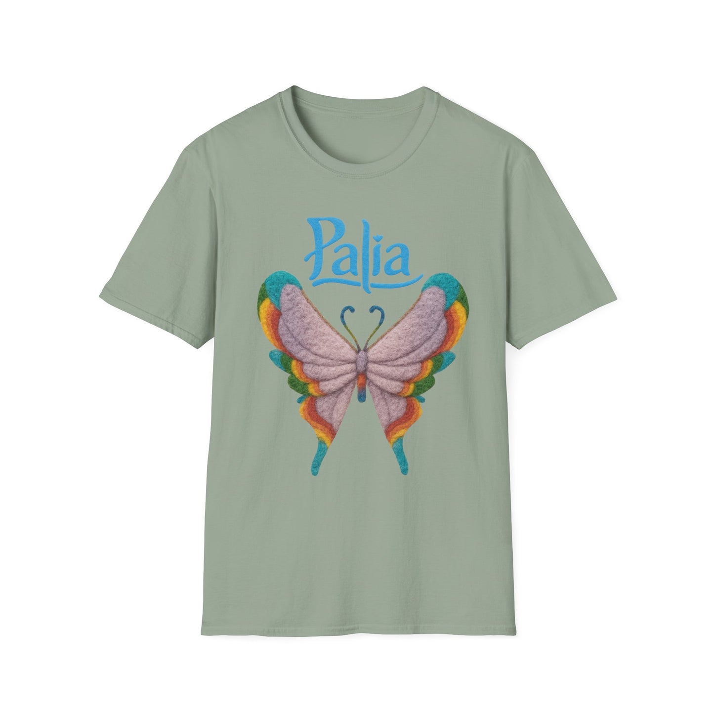 Palia Inspired Rainbow Tipped Butterfly T-Shirt — Colorful Felt-like Wings Graphic Tee