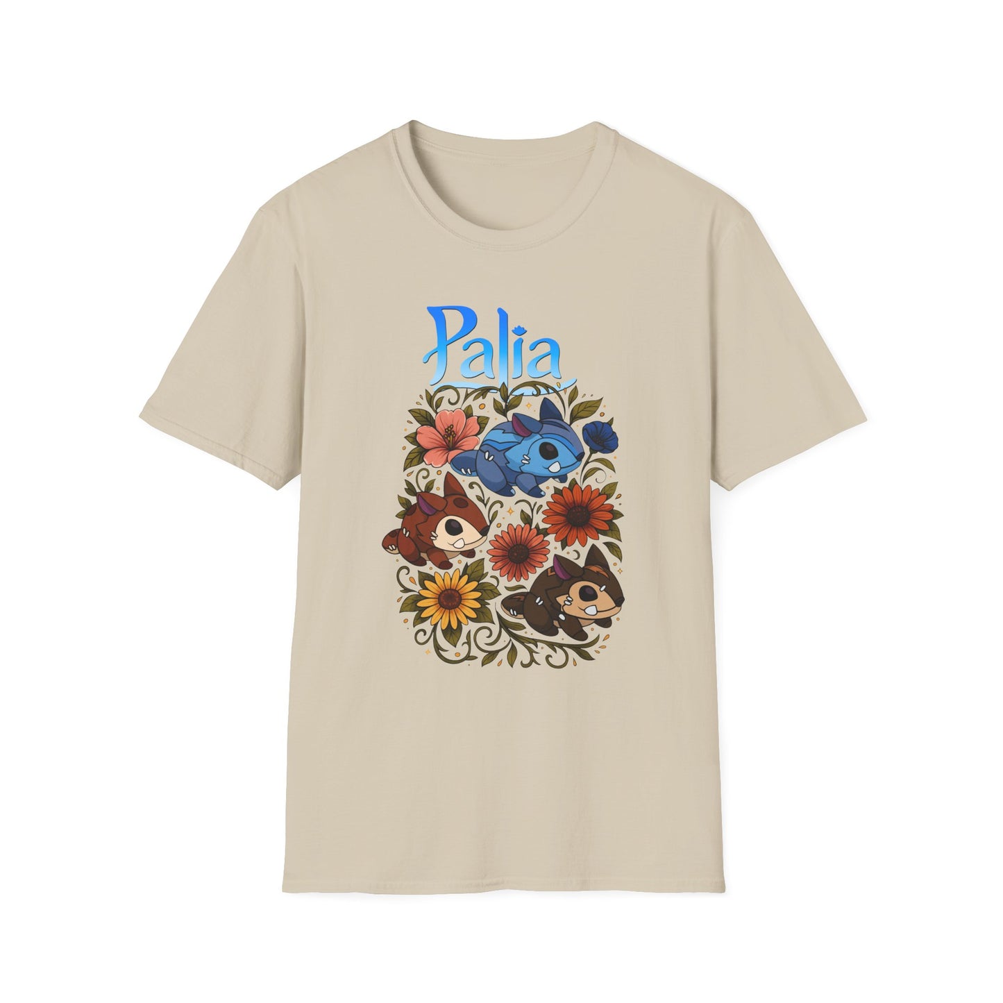 Palia Inspired Chapaa Plushies Floral T-Shirt — Cute Game-Inspired Character Tee