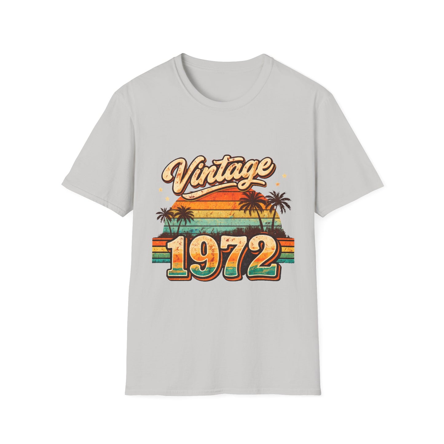 Vintage 1972 T-Shirt — Retro Palm Sunset Birthday Tee