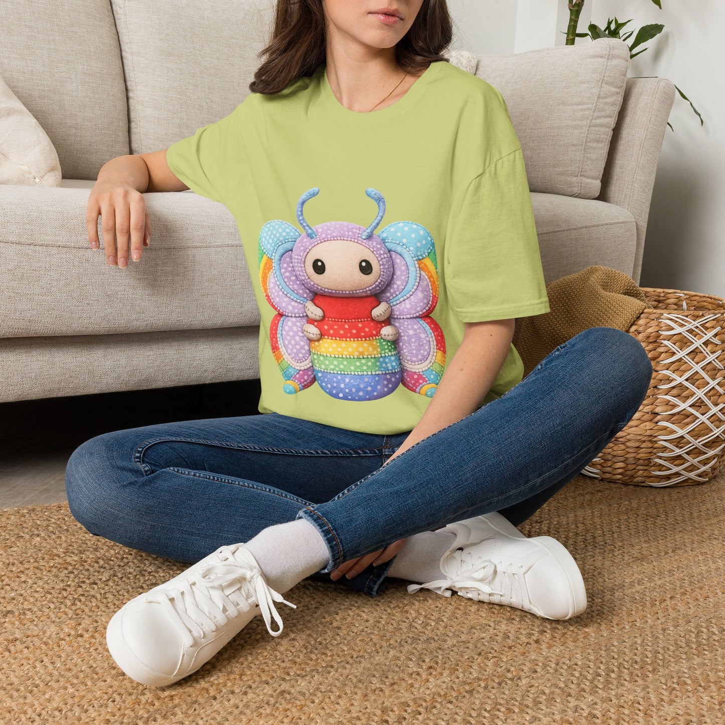 Palia Inspired Rainbow Tipped Butterfly Plush T-Shirt — Colorful RTB Palia Graphic Tee