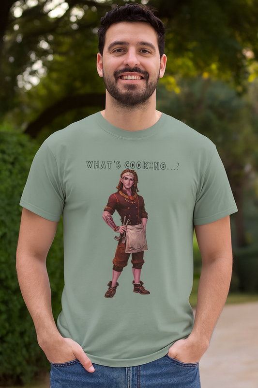 Reth T-Shirt — "What's Cooking?" Fantasy FanArt Palia Inspired Chef Character Tee