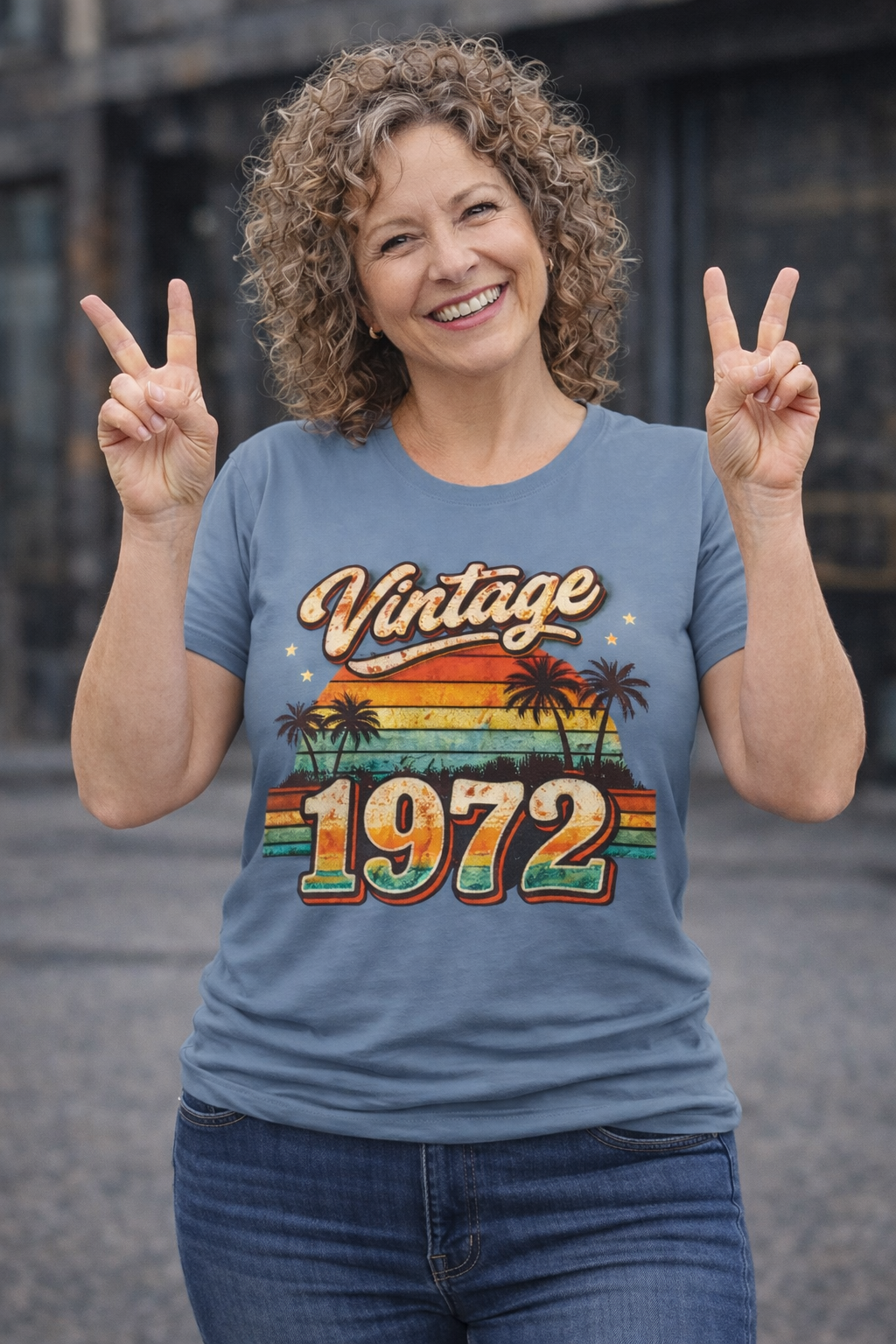 Vintage 1972 T-Shirt — Retro Palm Sunset Birthday Tee