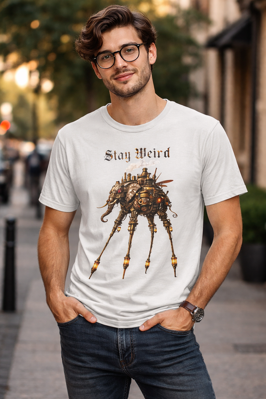 Stay Weird Mechanical Elephant WitchSoul Original T-Shirt — Steampunk Art Tee