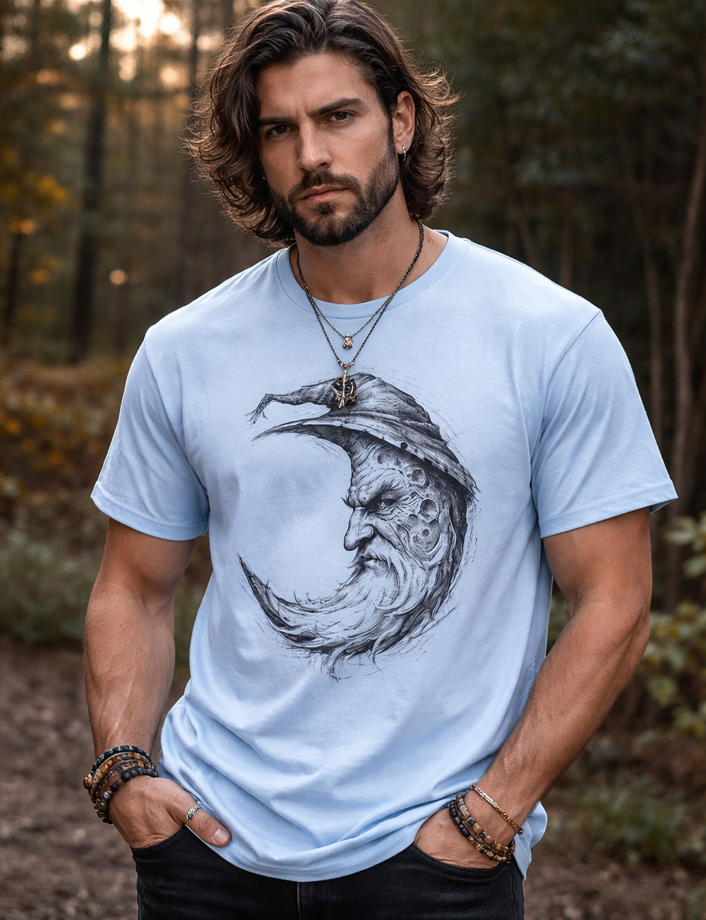 Moon Sage – Witchsoul Originals Tee — Vintage Crescent Moon Wizard Graphic Tee