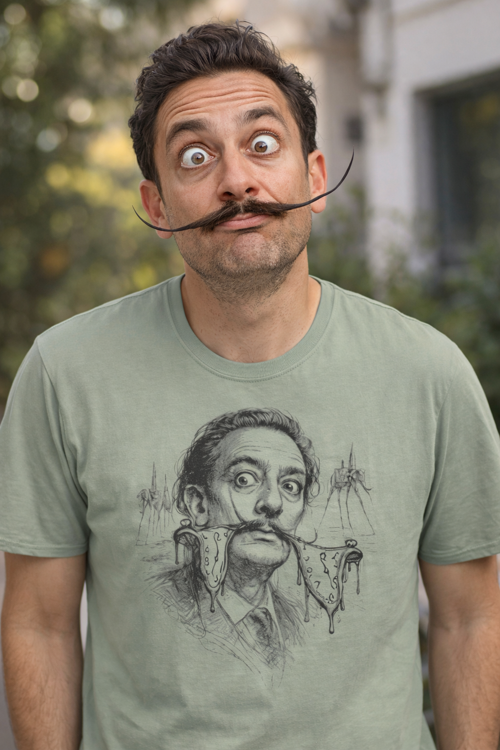 Surreal Artist Portrait Witchsoul Originals T-Shirt — Salvador Dalí Sketch Graphic Tee