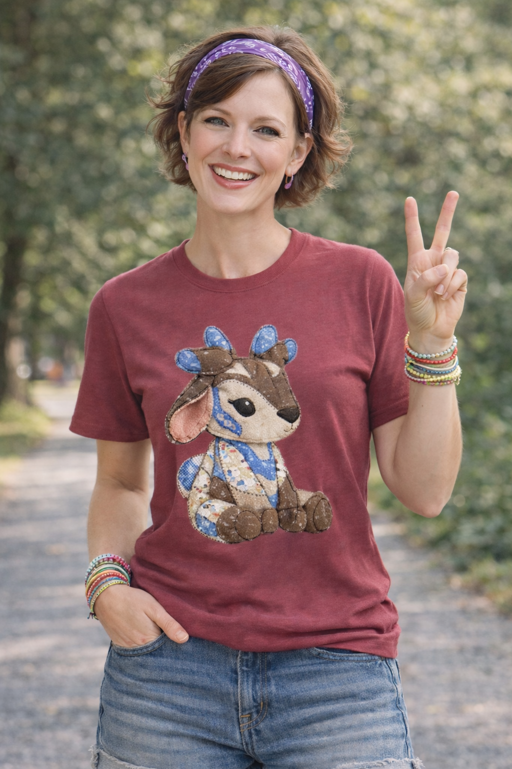 Palia Inspired Proudhorned Sernuk Plush Patchwork Graphic Tee