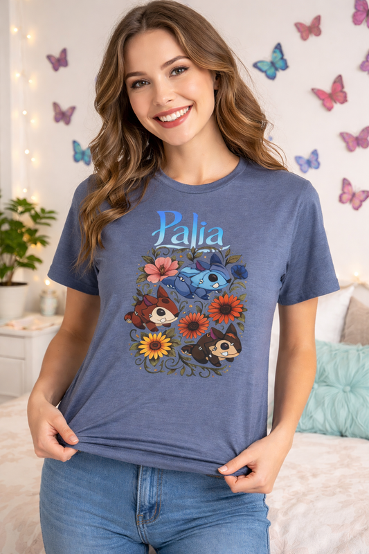 Palia Inspired Chapaa Plushies Floral T-Shirt — Cute Game-Inspired Character Tee