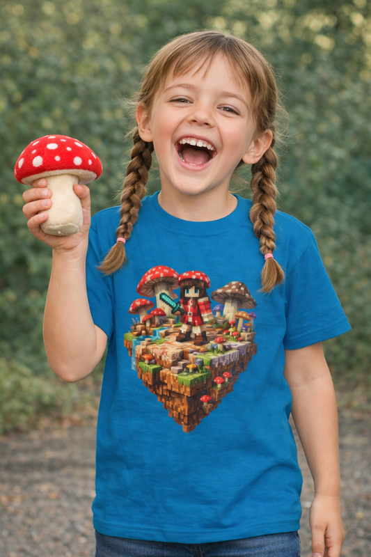 Pixel Mushroom Island  Minecraft-Style T-Shirt | Gamer Terrain Pixel Art