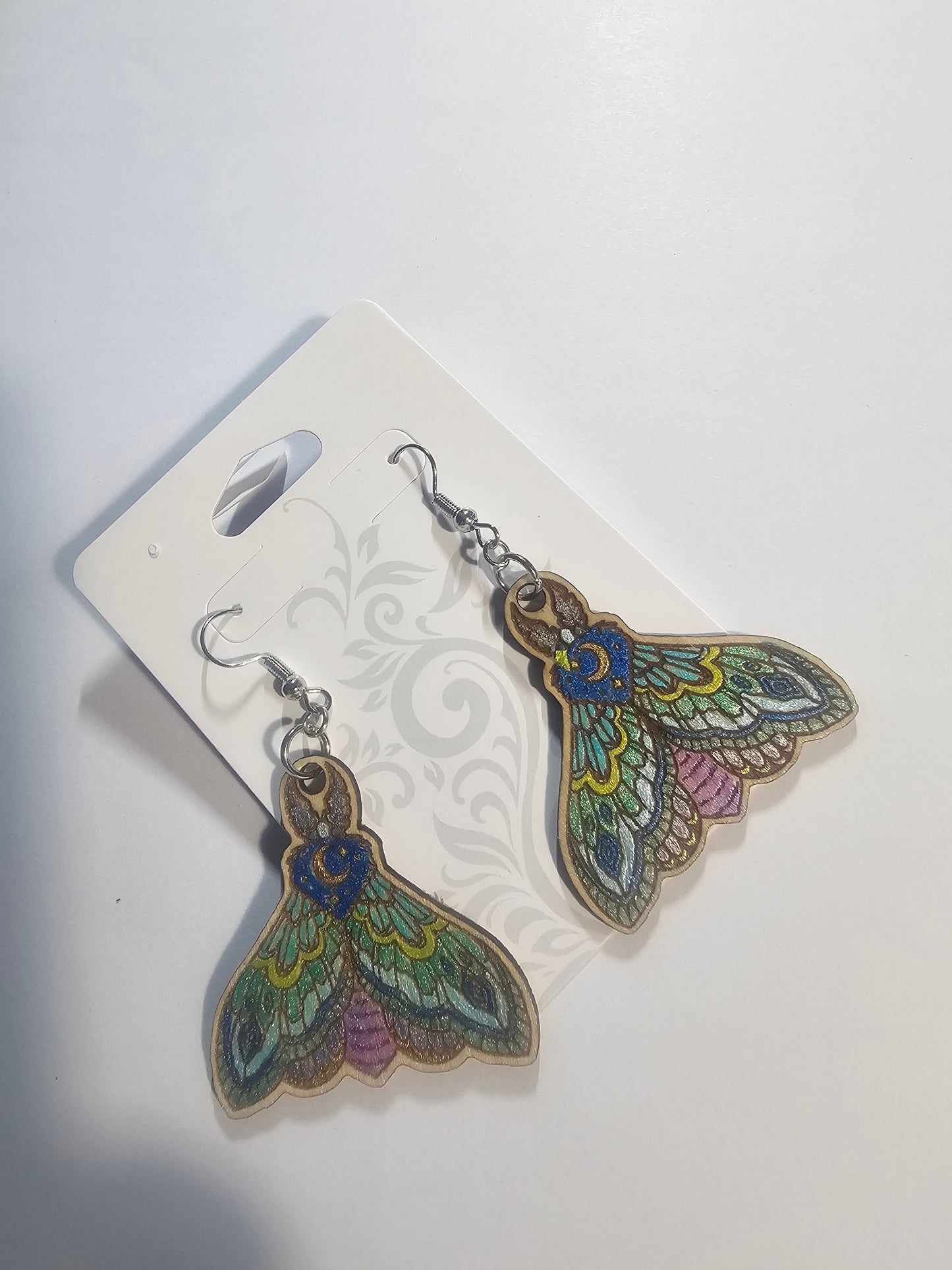 Fantasy Woodland Atlas Moth Earrings