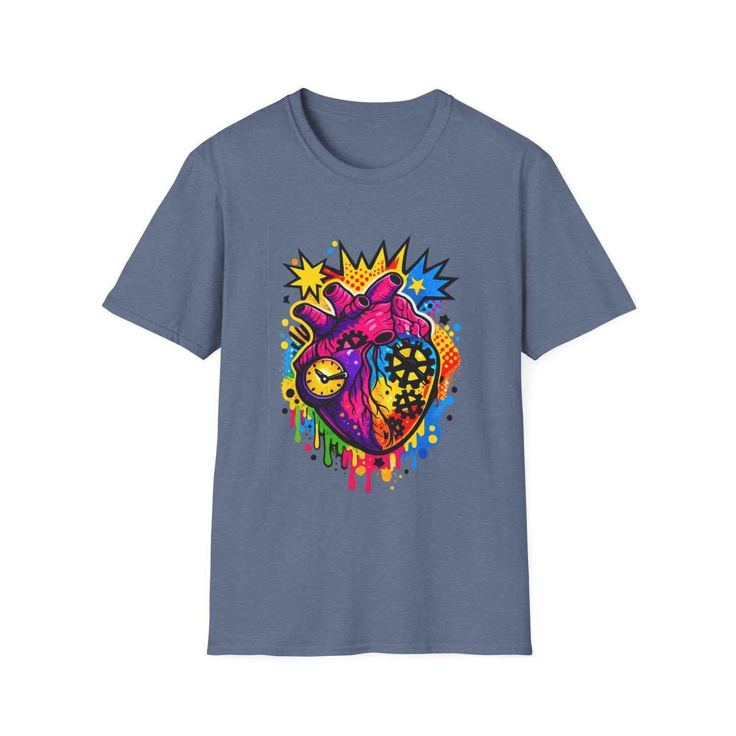 Heart Pop Art Witchsoul Original T-Shirt — Colorful Anatomic Mechanical Heart Graphic Tee