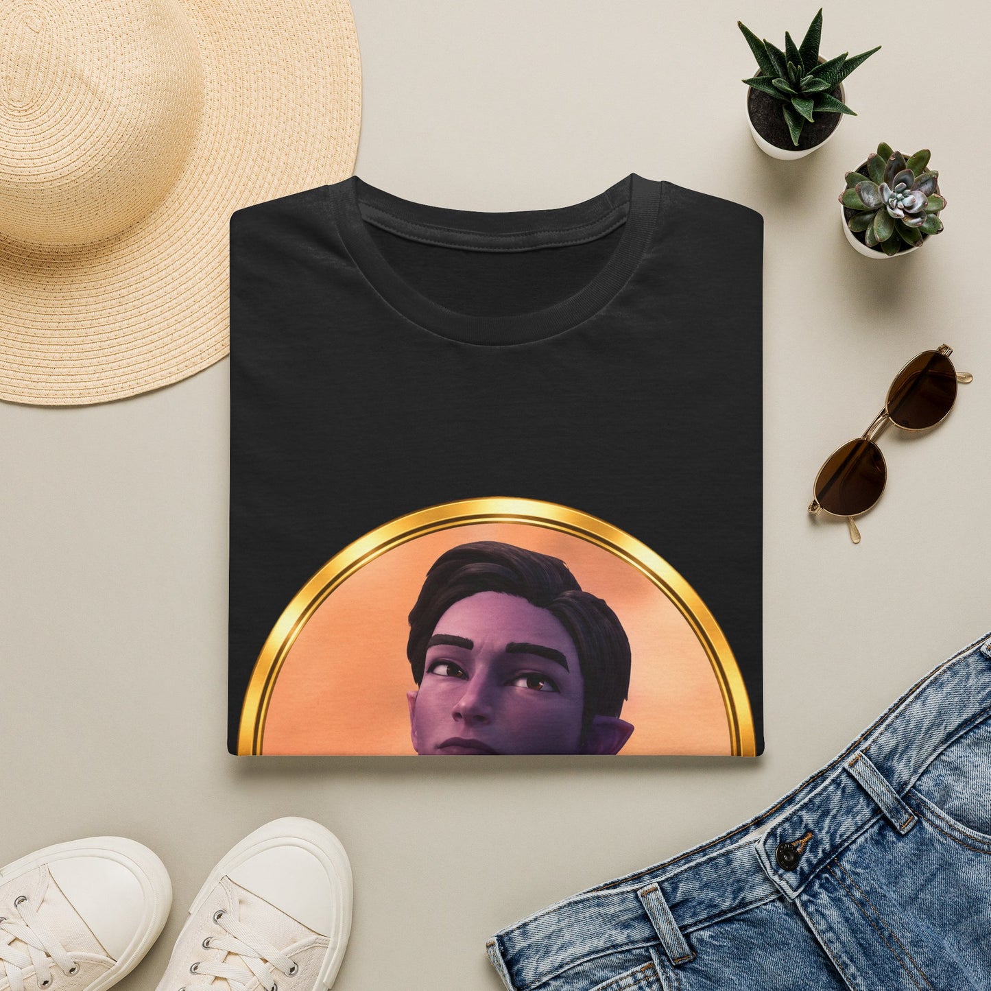 Palia Inspired Eshelon Character Portrait T-Shirt — Golden Frame Graphic Tee