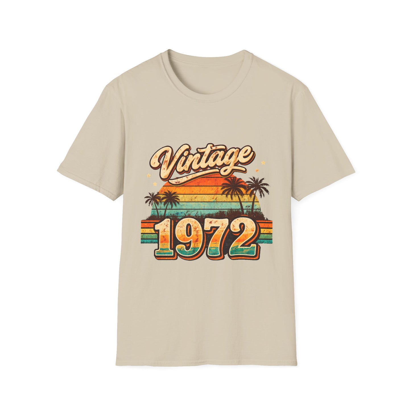 Vintage 1972 T-Shirt — Retro Palm Sunset Birthday Tee