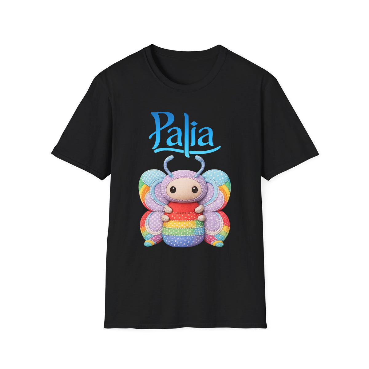Palia Inspired Rainbow Tipped Butterfly Plush T-Shirt — Colorful RTB Palia Graphic Tee
