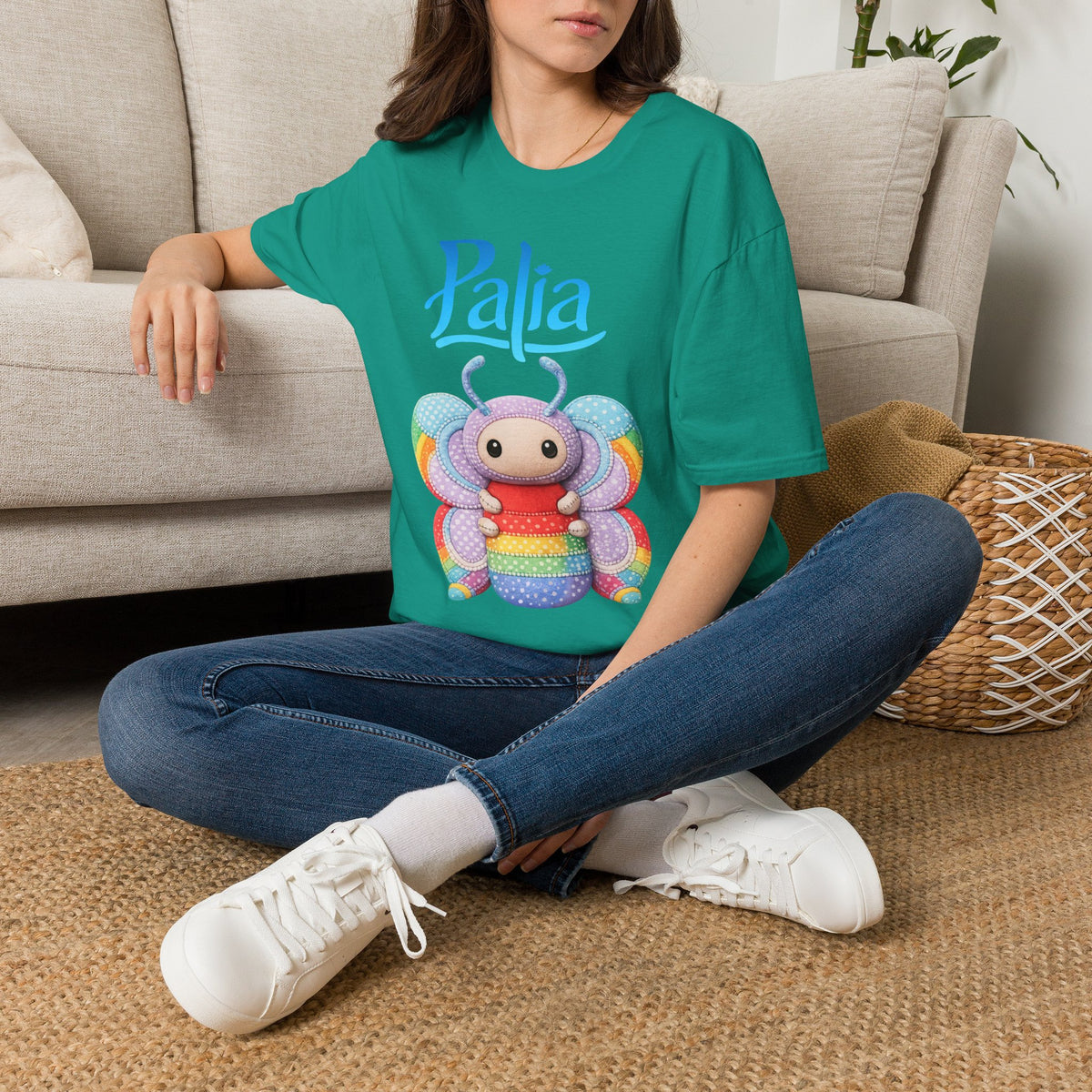 Palia Inspired Rainbow Tipped Butterfly Plush T-Shirt — Colorful RTB Palia Graphic Tee
