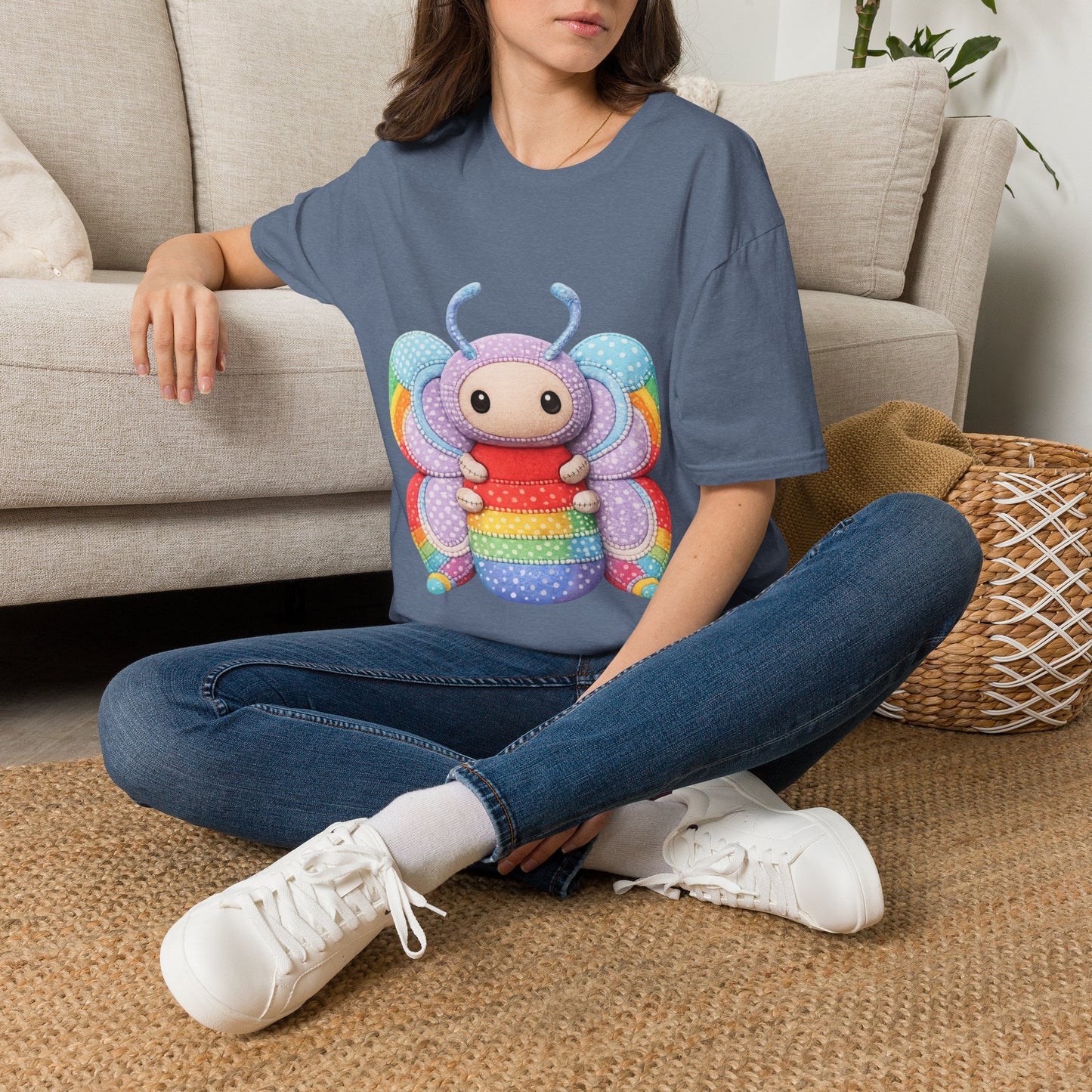 Palia Inspired Rainbow Tipped Butterfly Plush T-Shirt — Colorful RTB Palia Graphic Tee