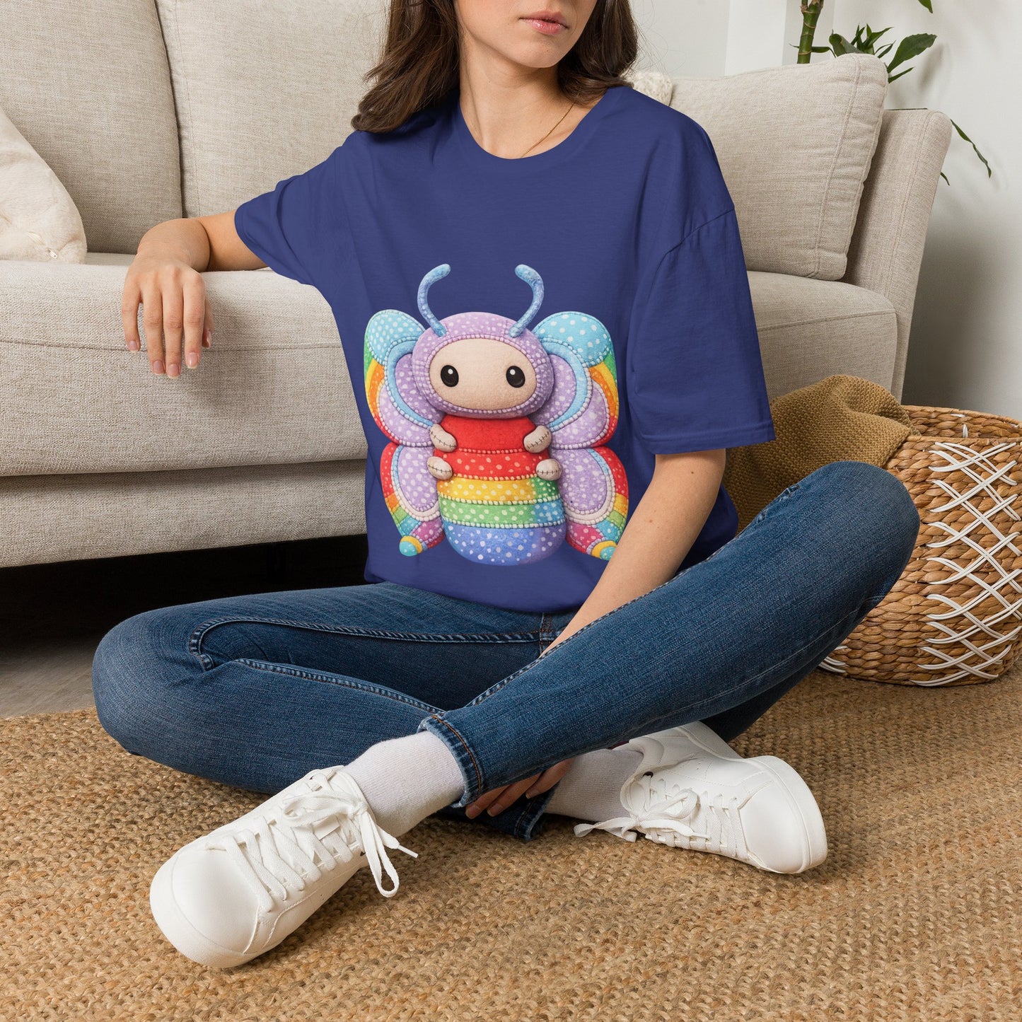 Palia Inspired Rainbow Tipped Butterfly Plush T-Shirt — Colorful RTB Palia Graphic Tee