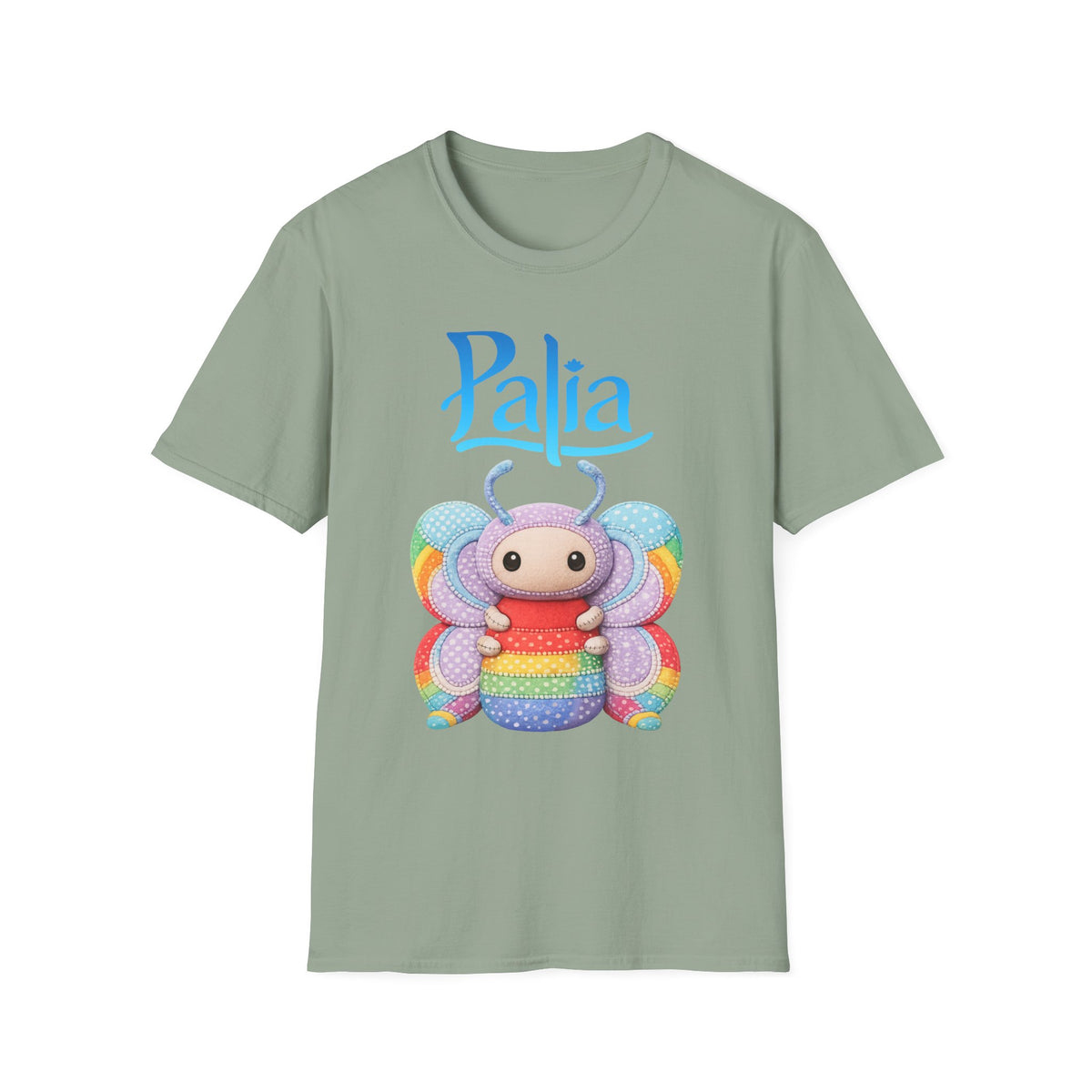 Palia Inspired Rainbow Tipped Butterfly Plush T-Shirt — Colorful RTB Palia Graphic Tee