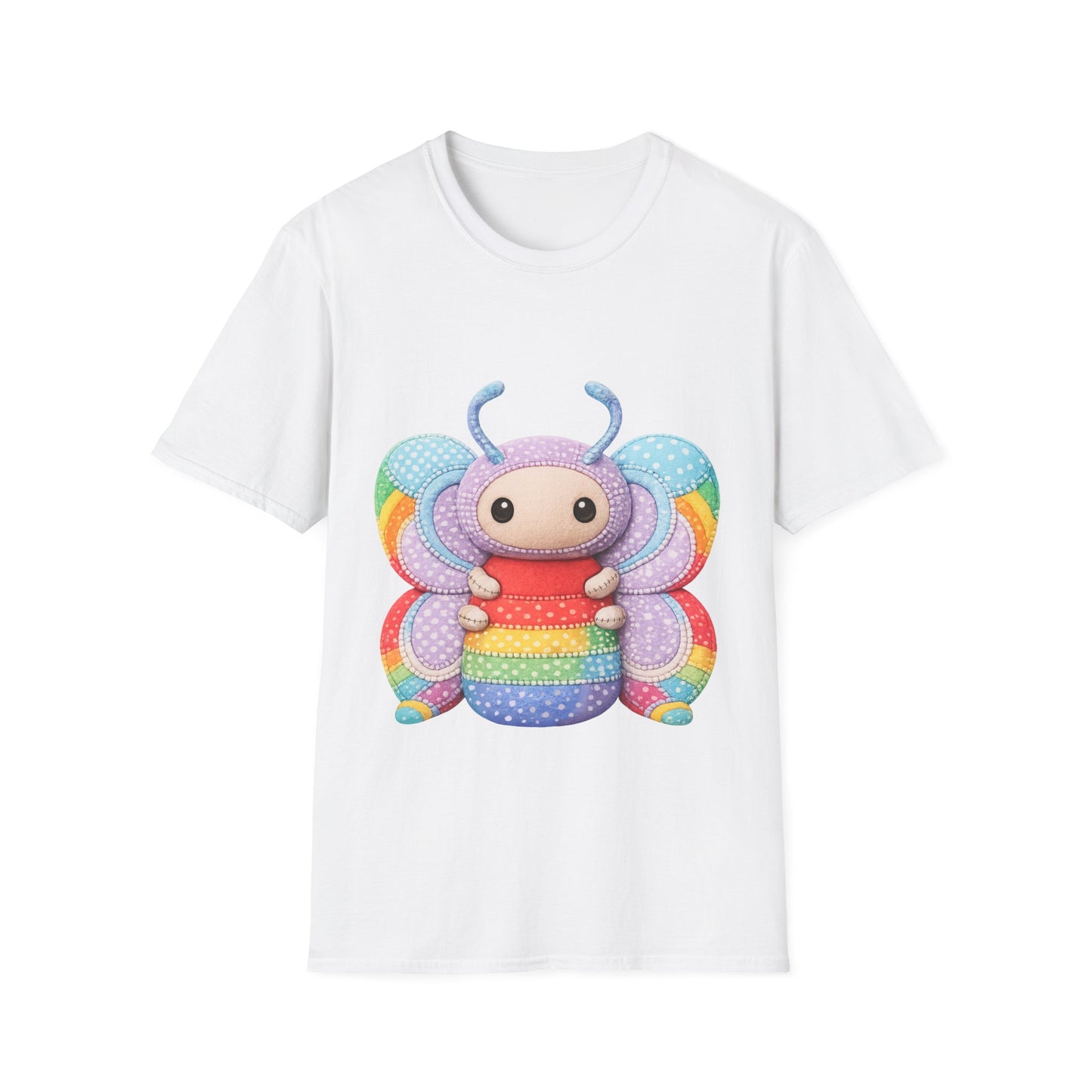 Palia Inspired Rainbow Tipped Butterfly Plush T-Shirt — Colorful RTB Palia Graphic Tee