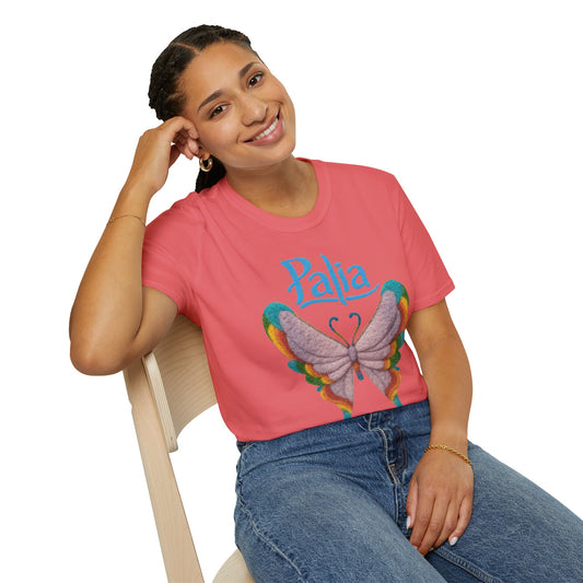 Palia Inspired Rainbow Tipped Butterfly T-Shirt — Colorful Felt-like Wings Graphic Tee