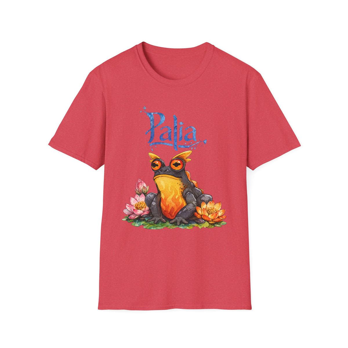 Palia Inspired Flame horned Rockhopper Art Shirt with Lotus Flowers, Cute Graphic Tee